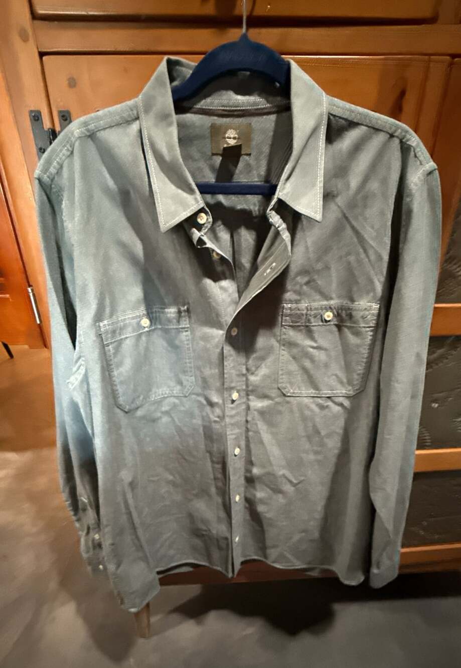 Timberland Mens XL Long Sleeve Button Down Shirt Gray Cotton Style 5102J